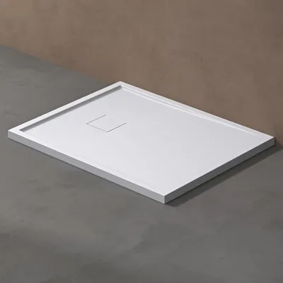 Immagine prodotto di doporro Piatto Doccia con Piletta 80x120x4cm, Piatto Doccia Geoma08W in Pietra Artificiale incl. Piletta di Scarico (AL02) Bianco, Forma: Rettangolare