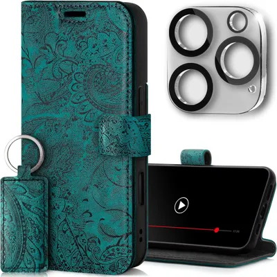 Produktbild von SURAZO Handyhülle für Apple iPhone 16 Pro Max Hülle Leder - Klappbar Echtleder Schutzhülle [Kartenfach, RFID Schutz, Standfunktion, Kameraschutz