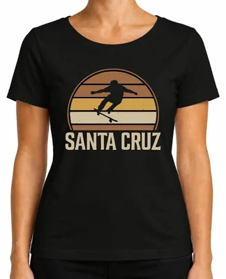 Zdjęcie produktu dla Santa Cruz Skateboard Retro Skater Vintage Sunset Surfer Cali Ladies T-Shirt, Czarny, L