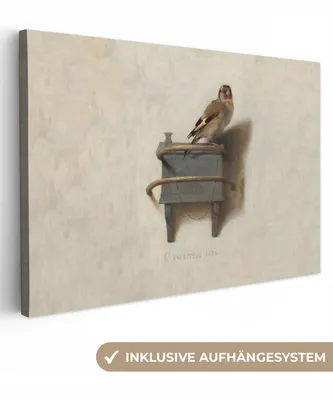Produktbild von MuchoWow® - Leinwandbilder - Der kleine Stieglitz - Gemälde - Fabricius - Alter Meister, Wandbild, Wanddeko Bilder Wohnzimmer, 120x80 cm