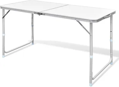Imagen del producto de Mesa plegable para camping Silecomplaza, mesa plegable, mesa de jardín de aluminio con asa de transporte, altura ajustable, 120 x 60 cm