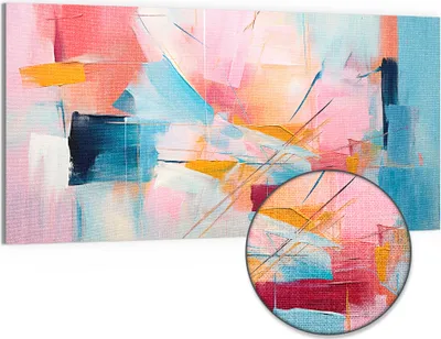 Produktbild von DEQORI Hybrid Leinwand Bild 100x50 cm 'Choreografie der Farben' Wandbild Glas flach modern