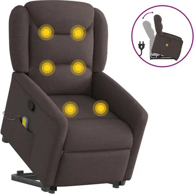 Produktbild von Massagesessel mit Aufstehhilfe Dunkelbraun Stoff