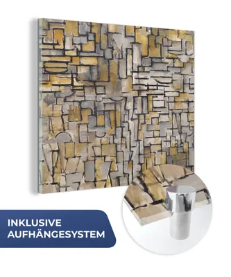 Obrázek produktu pro MuchoWow® Obrazy na skle - Nástěnné obrazy - Fotografie na skle Mondrian - Umění - Staří mistři 90x90cm Nástěnná dekorace ze skla - akrylová malba na sklo -