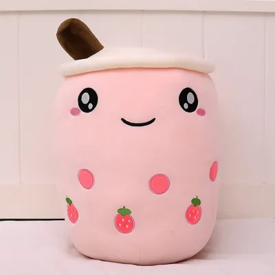 Produktbild von 360home Bubble Tea Perlen Milch Tee Kissen Plüschtier Kissen rosa 50cm