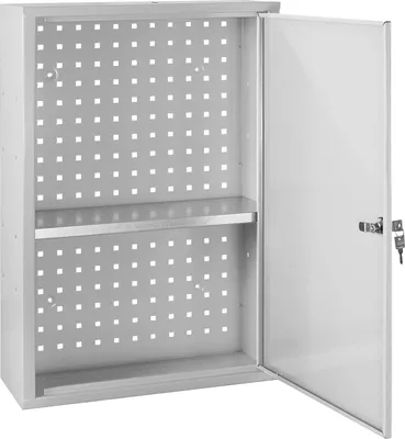 Produktbild von Werkzeugwandschrank mit Tür + 1 Fachboden | HxBxT 75x50x20cm | Lichtgrau