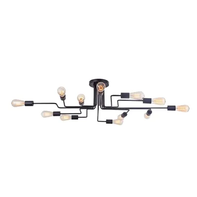 Produktbild von Deckenlampe Metall Schwarz E27 12-flammig Retro Design