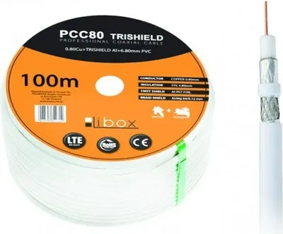 Obrázek produktu pro Libox kabel koncentrický PCC80 100m koaxiální kabel RG-6/U bílý (PCC80)
