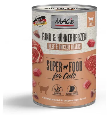 Image de MAC's Cat Bœuf & Cœurs de poulet 400gx6