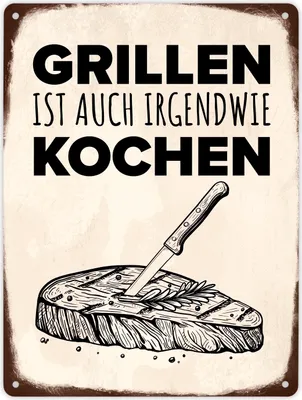 Produktbild von Grillen ist auch irgendwie kochen Metallschild XL in 21x28 cm mit Steak Motiv