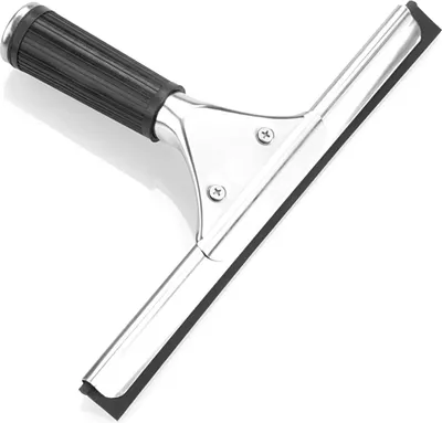Produktbild von Fensterabzieher 25 cm, Edelstahl Griff mit Rutschfestem Gummi, Austauschbare Gummilippe für Küche, Fenster, Bad und Auto