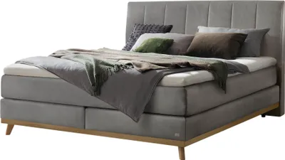 Produktbild von HASENA Boxspringbett Stefania steel Holz Eiche bright 200x200 : Topper - Glamour Top (soft)