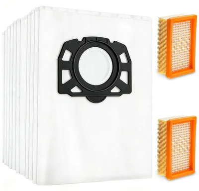 Staubsaugerbeutel-Set, 12 Beutel + 2 Filter, für Kärcher WD4-WD6