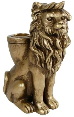 Productafbeelding van Kandelaar Leeuw Goud - Polystone -  11 x 6 x 15 cm