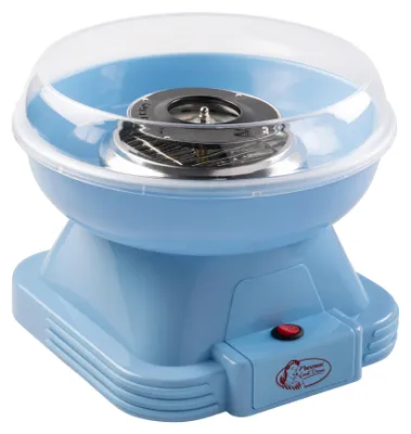 Produktbild von Bestron Zuckerwattenmaschine, Retro Baumwolle Candy Maker für Zuhause, Zuckerwattegerät mit 10 Stäbchen & Messlöffel, ideal für Kindergeburtstage & Spass für Zuhause, Sweet Dreams Collection, Farbe: Blau
