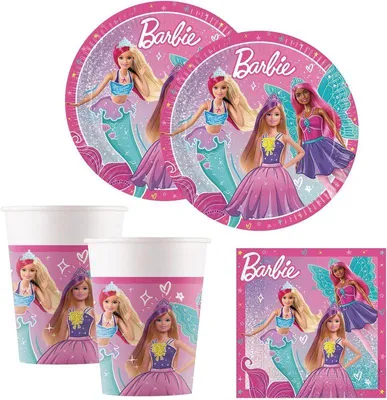 Produktbild von Party Set Barbie Fantasy, mehrteiliges Dekoset für Kindergeburtstag und Sommerfest, Tischdeko, Geburtstagsdeko