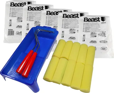 Produktbild von Farbroller Set 18 teilig Farbwalzen Bügel Farbwanne Abdeckfolie Lackierset