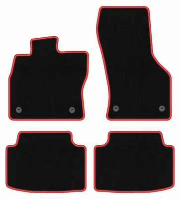 Obrázek produktu pro Velurové autokoberce pro: Skoda Octavia III 2012-2020 (liftback/sedan/kombi) – sada 4 ks, černo-červené, na míru – Wielganizator CARLUX