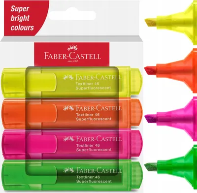 Produktbild von Faber-Castell Textmarker 46 Superfluorescent, 4 Stück(e), Grün, Orange, Pink, Gelb, Meißel, 1 mm, 5 mm, Tinte auf Wasserbasis