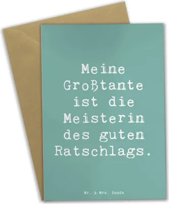 Produktbild von Mr. & Mrs. Panda Klappkarte Spruch Großtante Ratschlag - Meeresbrise - Geschenk, osterkarten, glückwunschkarten, emotionale Unterstützung, vatertagskarte, Lebenserfahrung