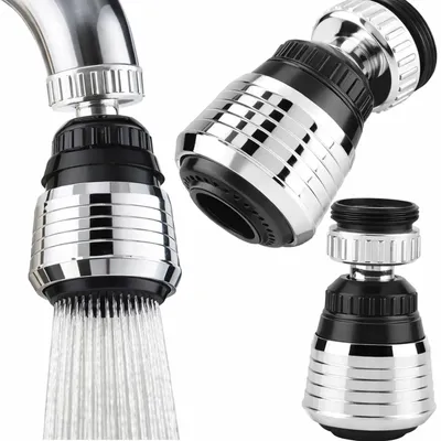 Produktbild von Strahlregler Aufsatz fuer Wasserhahn Verlängerung 360 Grad drehbar 2 Strahlarten M22 M24 Sprühkopf Perlator silber