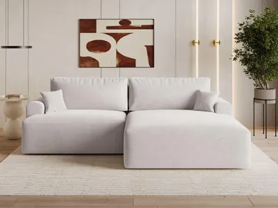 Produktbild von GrainGold Ecksofa L-Form Rechts Serene - Ecksofa mit Schlaffunktion und Bettkasten - Moderne Ecksofa, Wohnzimmer Ecksofa - Eckcouch Grau (Castel 80)