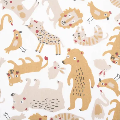 Produktbild von Baumwollstoff Meterware Mizoun Tiere weiß beige 1,47m