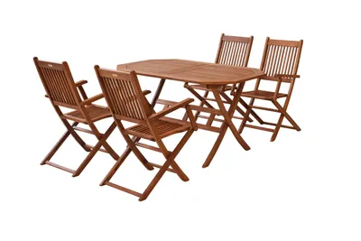 Produktbild von Merxx Gartenmöbel Set Rio 5tlg., 4 Klappsessel, Klapptisch 135 x 85 cm - Eukalyptus