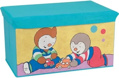 Image de Coffre à Jouets Pliable T'Choupi, Banc de Rangement, 55,5 x 34,5 x 34 cm