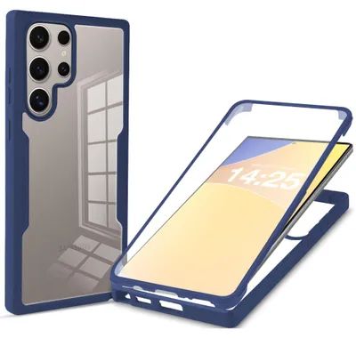 Produktbild von 360 Grad Rundum Schutz Handyhülle für Samsung Galaxy S25 Ultra Full Cover Vollschutz Case Farbe: Blau