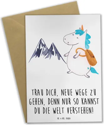 Produktbild von Mr. & Mrs. Panda Grußkarte Unbekannte Orte erkunden - Weiß - Geschenk, Zuversicht, Erkundungstour, inspirierender Spruch, Herzklopfen, dankeskarten, neue Erfahrungen, Mut