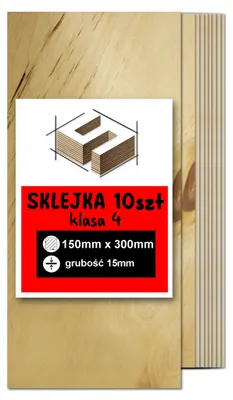 Zdjęcie produktu dla Sklejka brzozowa, formatki prostokątne do grawerowania laserowego – CNC, modelarstwo, pirografia, decoupage, malowanie, dekoracje i rękodzieło DIY – klasa 4 – 15 × 30 cm (150 × 300 mm) – 15 mm – 10 szt.