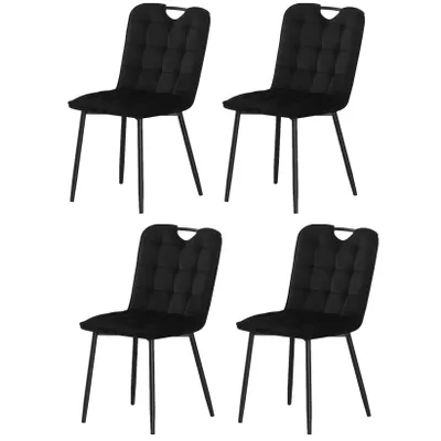 Immagine prodotto di Sedia da pranzo MILINDA di Casa Dolce, set da 4, L47 x P58,5 x A86 cm, rivestimento in velluto, nero
