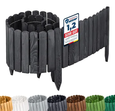 Produktbild von Garronda Rasenkante Holz Beeteimfassung imprägniert 200 cm x 30 cm Flexibler Rollborder Zaun für Garten GD-0109 (Graphite, Höhe: 30 cm)