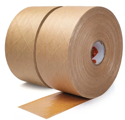 Zdjęcie produktu dla Elzusha - Taśma do pakowania aktywowana wodą, 70 mm x 116 m - 2 rolki, zapewniająca bezpieczne pakowanie