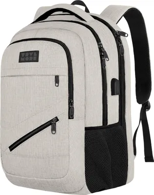 Produktbild von TRVLMORE 36L Rucksack - Rucksack mit 17 Zoll Laptopfach - Schulrucksack - Spritzwassergeschützt - Herren und Damen - Jungen und Mädchen - Beige