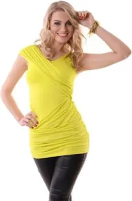 Produktbild von Damen Longshirt Wickeloberteil;Gr. S/M, Gelb