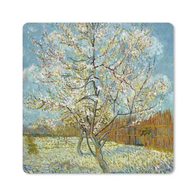 Produktbild von MuchoWow® Mauspad Mousepad Blühender Pfirsichbaum - Vincent van Gogh 20x20 cm - Mousepads - Maus Mat - Pad - Mausunterlage - Desk Mat - Bureauartikeln