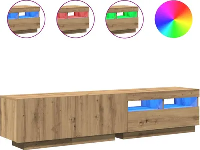 Produktbild von vidaXL TV-Schrank mit LED-Leuchten Artisan-Eiche 180x35x40 cm