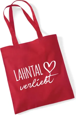 Produktbild von Huuraa Jutebeutel Lahntal verliebt 10 Liter Classic Red Baumwolle Tasche Geschenkidee