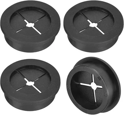 Productafbeelding van PolkaHome® 4 stuks kabeldoorvoer tafel, 35 mm kabeldoorlaat van flexibel rubber, kabelorganizer zwart