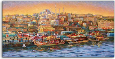 Produktbild von Coloray Spritzschutz aus Glas 100x50  Wandkunst Küchenrückwand Malerei Istanbul Golden Horn Bay