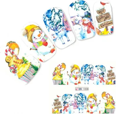 Produktbild von Tattoo Nail Art Nikolaus Weihnachten Schneemann Aufkleber Nagel Sticker