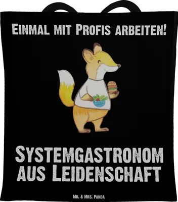 Produktbild von Mr. & Mrs. Panda Tote Bag Systemgastronom Leidenschaft - Schwarz - Geschenk, Stoffbeutel, Jutebeutel, Tasche, Uni, Laptoptasche