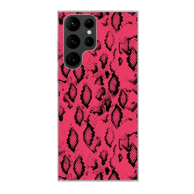 Produktbild von MuchoWow® Handyhülle Schutzhülle Hülle für Samsung Galaxy S22 Ultra Tiermuster - Schlangenhaut - Rosa Silikon Softcase Handy Hülle - Abbildung