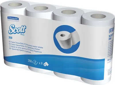 Produktbild von Scott® Essential™ Toilettenpapier - Kleinrollen / Weiß - 8 Packs x 8 small rolls x 350 Toilet Tissue Sheets | Karton (8 Päckchen)