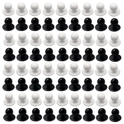 Kugelknöpfe für Kochjacken, 100 Stück, weiß/schwarz, 18x16x12 mm