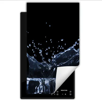 Produktbild von DarHaus Herdabdeckplatte 1 teilig 30x52 cm Anti Rutsch Matte Aufrollbar, schwarz - Wasser