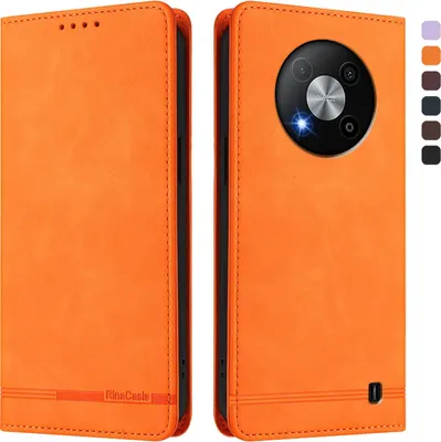 Produktbild von Hülle für ZTE Blade A73 5G, Retro Kunstleder Ständer Klapphülle mit Kartenfächer und Magnetische Orange