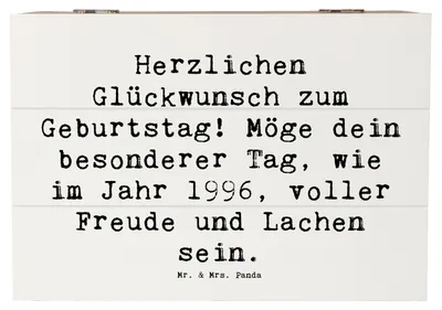 Produktbild von Mr. & Mrs. Panda Box Spruch 1996 Geburtstag Freude 22 x 15 cm - Weiß - Geschenk, unvergesslich, Kiste, Schatzkiste, Glückwunsch, Erinnerungen, besonderer Tag, schmuckbox